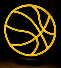 Néon LED ballon de basket, aux couleurs du club