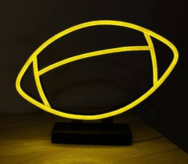 Néon LED ballon de rugby, aux couleurs du club