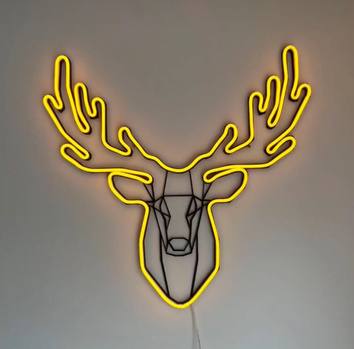 Néon LED tête de cerf, coloris jaune
