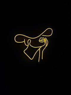 Néon LED portrait ligne d'art, coloris jaune