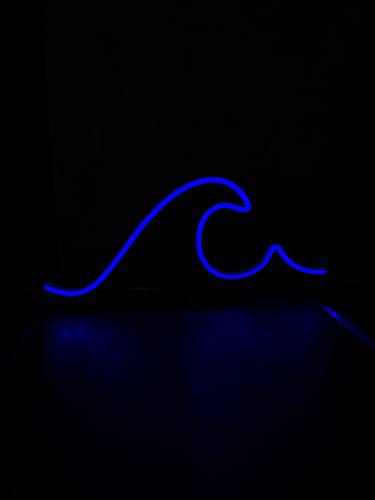 Néon LED en forme de vague, coloris bleu